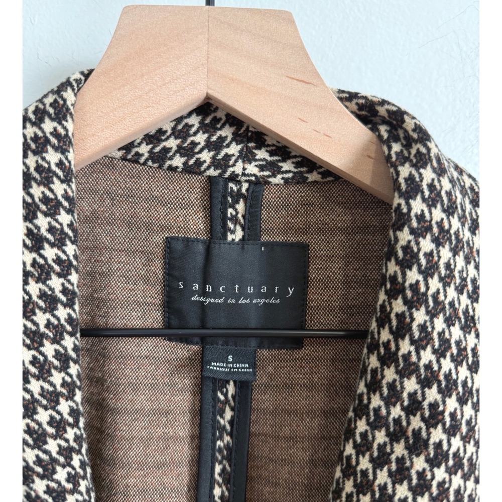 Sanctuary Womens Brown Houndstooth Oversized Knit Blazer Jacket S Academia - Picture 4 of 7